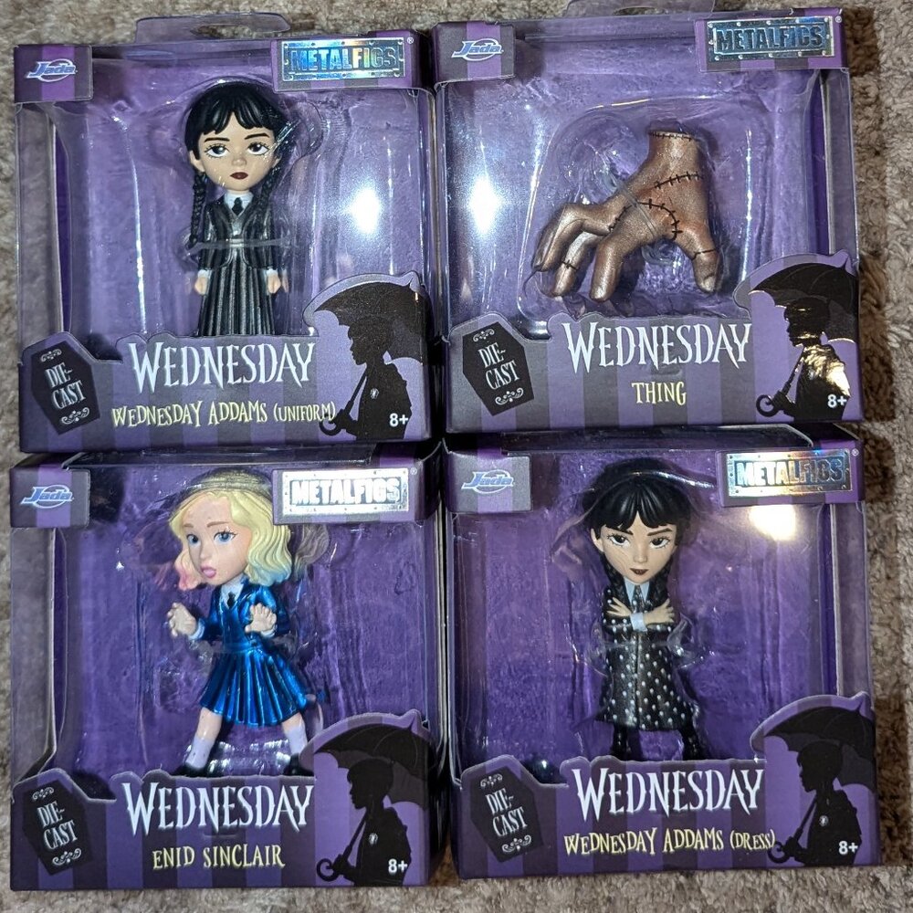 Lot Of 4 METALFIGS -  WEDNESDAY ADDAMS + THING + ENID SINCLAIR 2.5"